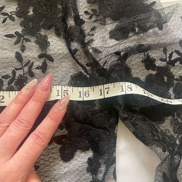 Eilly Bazar Shirt Sheer Floral Black Mock-neck Lace Tops Size Large - Picture 10 of 12